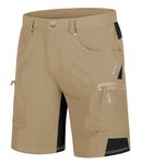 TACVASEN Men's Outdoor Cargo Shorts Quick Dry Breathable Hiking Workout Athletic Shorts Khaki, 34