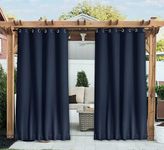 Duronet - Waterproof & Sun Blockage Top Eyelet & Bottom Back Tab Fixed Windproof Blackout Outdoor Curtains (Navy Blue, 4.5 X 7 Feet, Polyester), Pack of 2