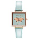 VICTORIA HYDE Women Watches Analog Quartz 3D Butterfly Pattern Square Dial Genuine Leather Strap