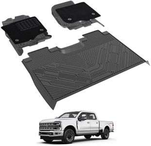 3W Floor Mats & Front Carpet Fit for Ford F150/F-150 Lighting SuperCrew Cab 2015-2024, TPE All Weather Accessories Custom Fit Full Set Pick-up Truck Car Liners (Cut to Fit with Under-Seat Storage)