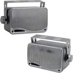 Pyle 3-Way Waterproof Marine Box Speakers - 9cm, 200-Watt Dual Indoor Outdoor Speaker System - Weatherproof/Waterproof Outdoor Speaker - Home, Boat, Pool, Patio Indoor Outdoor Use (Silver)