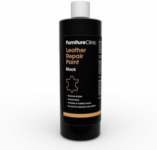 Furniture Clinic Leather Repair Paint | 2-in-1 Seal and Color | Use on Scratches, Tears, and Holes in Car Seats, Furniture | Quick and Easy Leather Repair Kit for Furniture (Black, 500ml / 17oz)