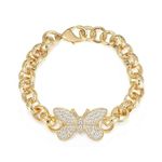 Gold Butterfly Diamond Pattern Chain Belcher Bracelet, Adjustable 18K Real Gold Plated Uniquely Patterned Stylish Fashion Jewellery for Kids (Length: 8 to 8.5 inches, Weight: 28 grams)…