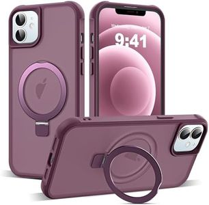 SKYLMW Compatible with iPhone 12 Case & iPhone 12 Pro Case with Invisible Magnetic O-Ring Stand Translucent Phone Cases 6.1" [Compatible with Mag-Safe][Great Grip Feeling], Wine Red