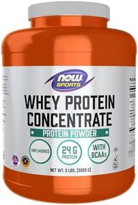 NOW Sports Whey Protein Concentrate Unflavored Powder,5-Pound