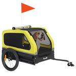 PawHut Dog Bike Trailer Support Up to 20 kg, Dog Bicycle Carrier, Easy Store Cart with Quick Release Frame, Flip-Down Ramp Tailgate, Universal Bicycle Coupler, Reflectors, Flag, Yellow