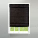 Radiance Cordless Bamboo Roman Shades for Windows - Flatweave Bamboo Blinds for Reduce Bright Light - Easy to Lift & Fold Up Window Shades - Espresso - 27 in. W x 64 in. L - (2208826E)