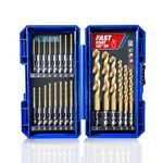 HIGHFIRE 22 Pieces Hex Shank Drill Bit Set for Impact Driver, HSS Twist Titanium Drill Bits for Metal, Hex Drive Quick Change Drill Bits Set