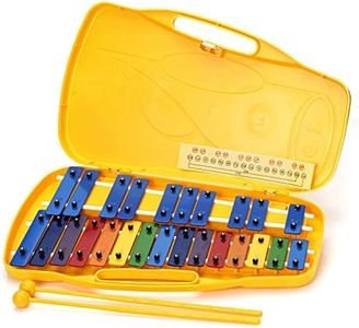 MYEONGCHANG 25note Glockenspiel, Xylophone for Kids and Adult Purcussion Instrument [Made in KOREA] (Yellow-Rainbow)