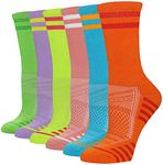 FUNDENCY Women's Athletic Crew Socks 6 Pack, Running Breathable Cushion Socks with Arch Support, Multicoloured, One Size