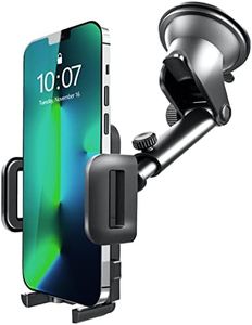 GVTECH Car Phone Holder Mount, Dashboard Windscreen Car Phone Mount, Universal Car Cradle 360° Rotatable Extendable Arm One Button Release Stand for iPhone 15 14 13 12 11 Pro Max XS 8 7, Samsung