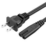 TV Power Cord for Samsung LG TCL Sony Toshiba, TL-JIYPU 2 Prong AC Wall Plug 2-Slot Cable for HP Dell Asus Acer Laptop Charger, LED LCD Monitor TV, HP Canon Printers, PS2 PS3 Slim PS4, DVD Players, 5FT