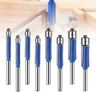 Double Bearing Flush Trim Router Bit Set, 2026 Upgrade Dual Bearing Trimming Tool Set 1/4-Inch New Deburring and Polishing Tool Size Universal (8PCS)