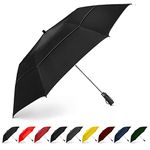 EEZ-Y Golf Umbrella Large 58 Inch Double Canopy Strong Windproof Heavy Duty & Oversized but Foldable Into Compact Size of 23 Inches For Travel Break Resistant Rain Umbrellas, UV Protection Black, 58 Inch