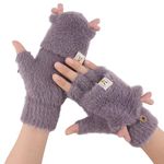 TopiBaaz Winter Gloves for Women Woolen Warm Soft Fur Fleece Hand Gloves for Women and Girls Knitted Acrylic Wool Touchscreen Finger Cute Mitten (Grey, Freesize)