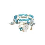 Kawaii Bracelets Crystal Beads Bracelet Set Cute Cartoon Elastic Beaded Pearl Bracelets Jewelry for Girls Women Bff Friendship Gift, 7, Crystal, no gemstone