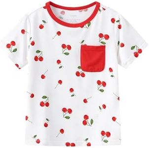 BambooBud Toddler Boys Girls Crew Neck Tee Short Sleeve T-Shirts Infant T-Shirt Viscose from Bamboo Unisex Shirts, Cherry, 3T