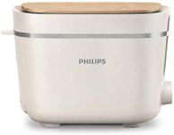 Philips Eco Conscious Edition Toaster 5000 Series, 100% Bio-based plastics*, 8 Browning Settings, 2 Slot Compact Design, 830W Power, Silk White Matt Finish (HD2640/11)