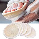 Loofah Pads (Pack of 5) - Exfoliating Scrubbing Sponges - Natural Luffa Material - Essential Skin Care Product - for Shower/Bath - Fibrous Texture - Perfect for Face/Body Wash - Wet It and Apply Soap