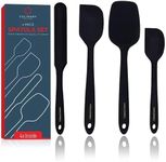 Culinary Couture 4-Piece Black Silicone Baking Spatula Set - Rubber Spatulas Silicone Heat Resistant up to 608°F, BPA-Free - Silicone Spatula Set for Nonstick Cookware - Silicone Baking Utensils