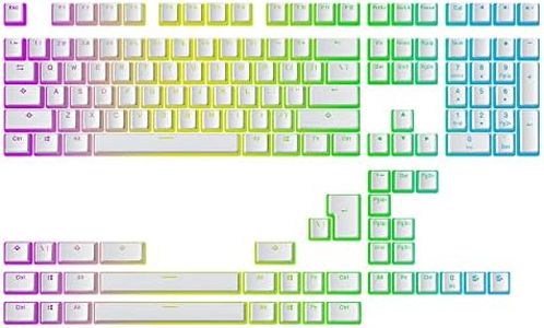 Ranked Pudding v2 PBT Keycaps | 145 Double Shot Translucent ANSI US & ISO Layout | OEM Profile for Full Size, TKL, 75%, 65% and 60% RGB Mechanical Gaming Keyboard (White)