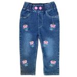 Peacolate 18Months - 9Years Girl Butterfly Embroidery Blue Denim Pants Jeans(Butterfly,4Years)