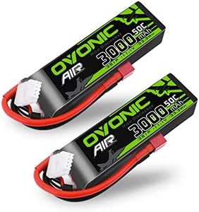 OVONIC 3S Lipo Battery 50C 3000mAh 11.1V Lipo Battery with Dean-Style T Connector for RC Airplane Helicopter Quadcopter RC Car Truck Boat(2 Packs)