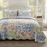 Greenland Home Emma Vintage Patchwork Print Quilt Set, 2-Piece Twin/XL, Gray