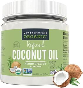 Viva Naturals Refined Coconut Oil - Expeller-Pressed Organic Coconut Oil for Cooking and Baking with Neutral Flavor & Aroma - USDA Organic Certified Hair Oil and Skin Moisturizer, 16 Fl Oz