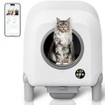 Self Cleaning Litter Box, 100L Automatic Cat Litter Box for Multi Cats, APP Control, Odor Control, Extra Large, with 5-Rolls Garbage Bags, White