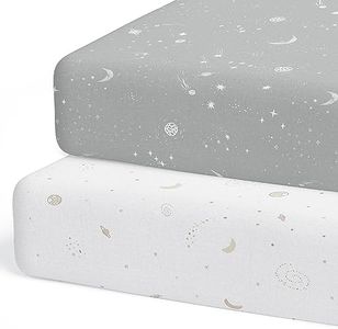 2-Pack Crib Sheet for Standard Crib & Toddler Mattress (Galaxy, Moon and Stars) - Premium Fitted Baby Crib Sheets Neutral - Buttery Soft Cotton Blend - Crib Mattress Sheets Fitted - Baby Bed Sheets