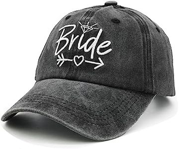 LOKIDVE Bride Baseball Cap Embroidered Washed Cotton Denim Hat for Wedding Party Black