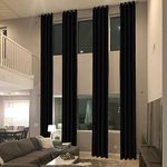 cololeaf Extra Long Nickle Grommet Curtains Blackout Drapes Room Drakening Thermal Insulated Curtain for Loft Living Room Bedroom Guest Room - Black 52W x 144L Inch (1 Panel)