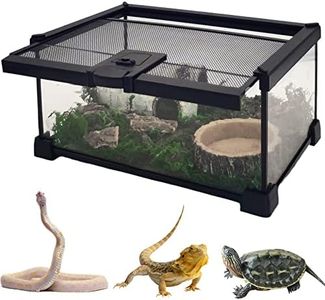 Hamiledyi Mini Reptile Glass Terrarium Tank,12"x8"x6" Micro Snake Habitat Transparent Hermit Crab Breeding Box Small Amphibians Enclosure Cage for Baby Tortoise Gecko Lizard