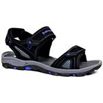 DUNLOP New Men's Sports Beach Trekking Walking Hiking Hook & Loop Summer Sandals Sizes 7-12 (Black/Blue., Numeric_10)