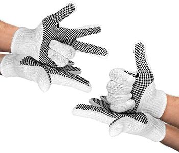 PUREVACY White Knit Gloves 10", Anti-Slip Work Cotton Gloves 24 Pack, One Side PVC Dotted Working Gloves 12 Pairs, Breathable Cotton Work Gloves Large, Light Safety Work Gloves for Women and Men