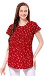 TIGYWIGY Women's Cotton Printed Half Sleeves Feeding/Nursing/Maternity Top (Medium, Maroon Flower)