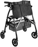 Stander EZ Fold-N-Go Rollator Micro, Lightweight Rolling Walker for Short Seniors with Seat & Brakes, Black Walnut (Eligible for VAT Relief in The UK)