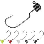 Ned Rig Jig Heads Soft Plastic Worms Lure Hooks - 10pcs Finesse Mushroom Shroom Jig Heads Kit Wide Gap Offset Jig Hooks Multicolor for Soft Lures Bass Fishing(10g-10pcs/box)