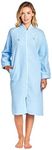 Casual Nights Women's Zip Up Front Long Fleece Robe House Dress - Blue - X-Large