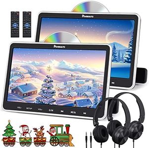 NAVISKAUTO 10.1" Headrest DVD Players with HDMI Input 2 Headphones Mounting Brackets, Support Sync Screen, Last Memory, Region Free, USB/SD Card (2 Car DVD Players)