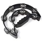 Tone Deaf Music MT1 Tambourine - Double Half Moon (Black). Hand Percussion Shaker Musical Instrument