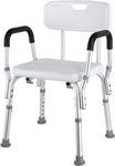 LIFERUN Shower Chair for Inside Shower, Shower Chair with Arms and Back, Shower Seat with Anti-Slip Rubber Feet, Shower Chair for Elderly and Disabled, Maximum Load 136kg/300lb