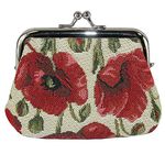 Women's Poppy Print Tapestry Coin Purse Wallet, Poppy