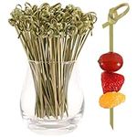 200 PCS Cocktail Picks, 4.7 Inch Toothpicks for Appetizers, Natural Bamboo Knot Skewers, Mini Food Sticks, Fancy Tooth Picks for Drinks,Fruit,Charcuterie,Cocktail Garnish Accessories, Party Supplies