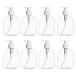 Yephets 16oz Empty Pump Bottles for Hand Sanitizer，8 Pack Plastic Clear Vacuum Press Refillable Empty Bottles BPA-Free Shampoo Containers for Soap, Cream, Lotion, Hand Sanitizer, Cleaning Solutions
