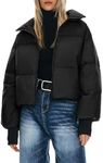 Orolay Womens Winter Oversized Short Down Jacket Crop Zip Puffer Coat Black S