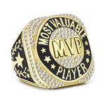 MVP Ring Championship Rings Most Valuable Player Ring Sports Fan Rings Gold Award Trophy Medals Champion Ring with Ring Display Case and Holder