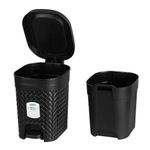 KOLORR Stitch 7 Liters Plastic Pedal Medium Dustbin with Lid and Inner Bucket, Trash Can, Garbage Bin, Waste Bin for Home, Kitchen, Office, School, Bathroom & Washroom - Black