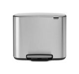 Brabantia Bo Pedal Bin - 36L Inner Bucket (Matt Steel Fingerprint Proof) Waste Kitchen Bin - Soft Closing Lid